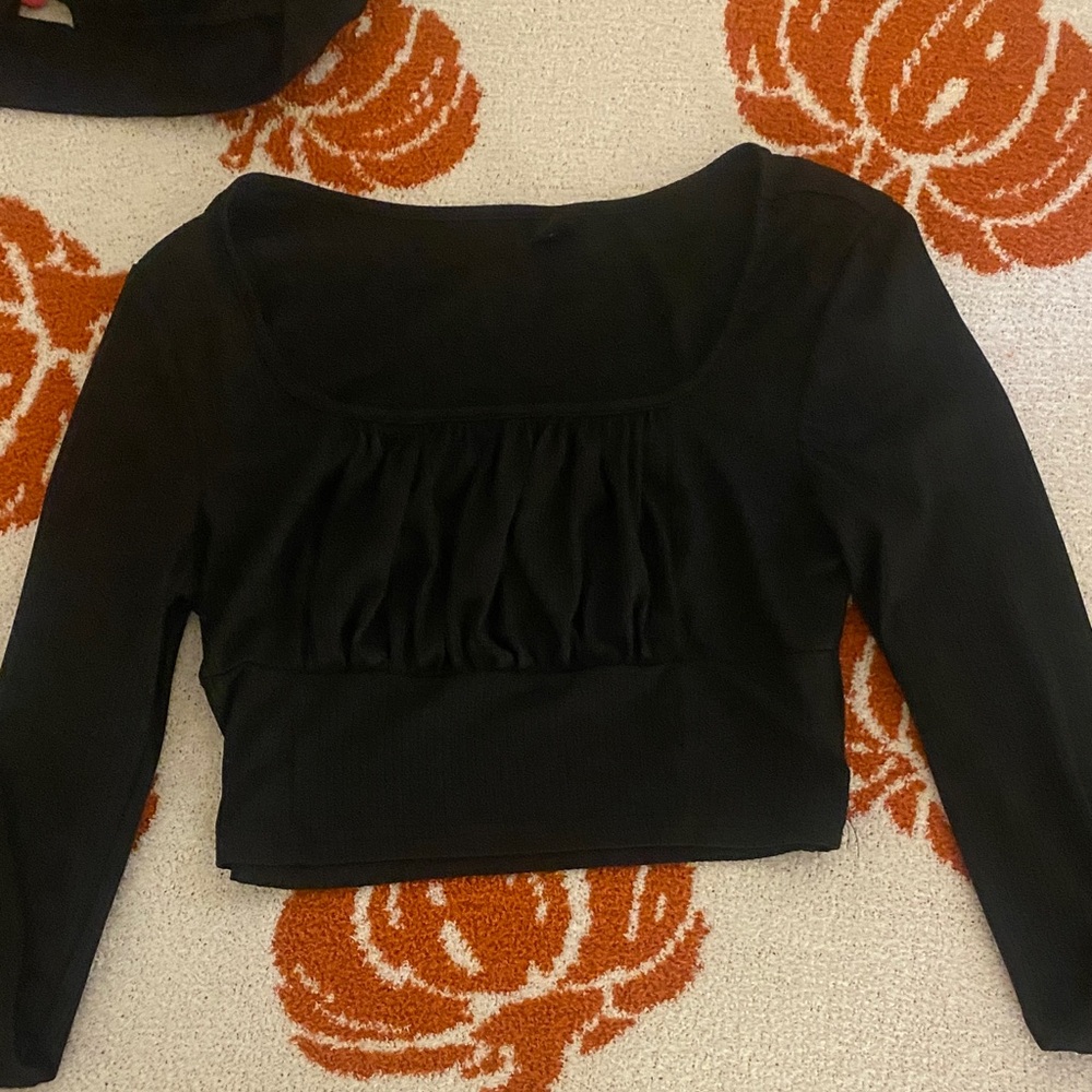 SHEIN Black Ruched Blouse